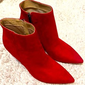 Red ankle booties